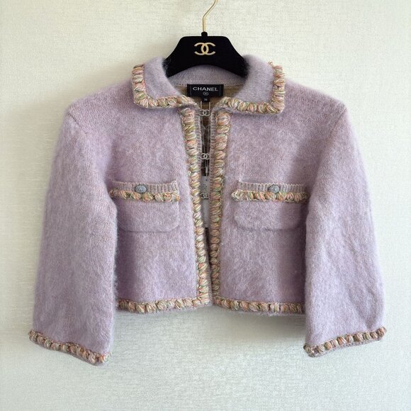 purple Chanel wool cardigan - Picture 1 of 7